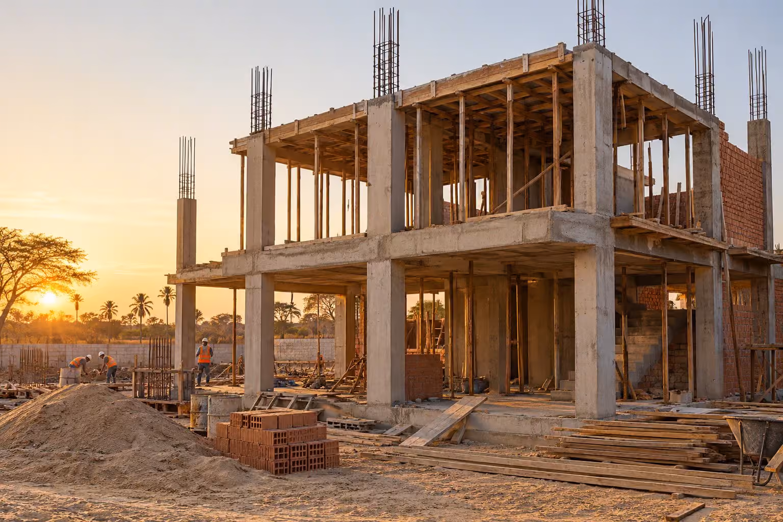 La casa en obra gris y terminada: antes